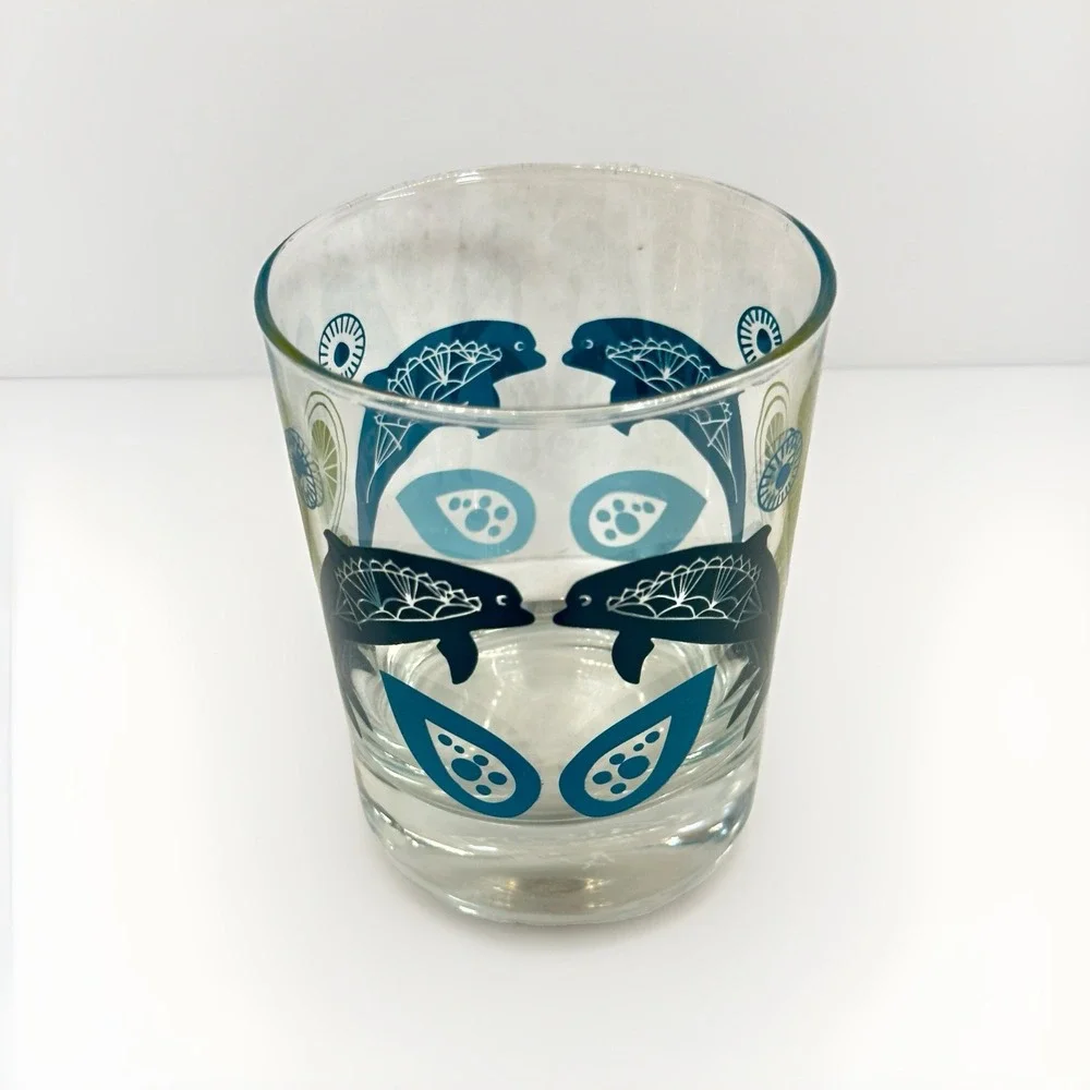 VTG 4 Ikea MCM Lowball Glasses 8 Oz Turquoise~Green MCM Coastal Design~Pristine